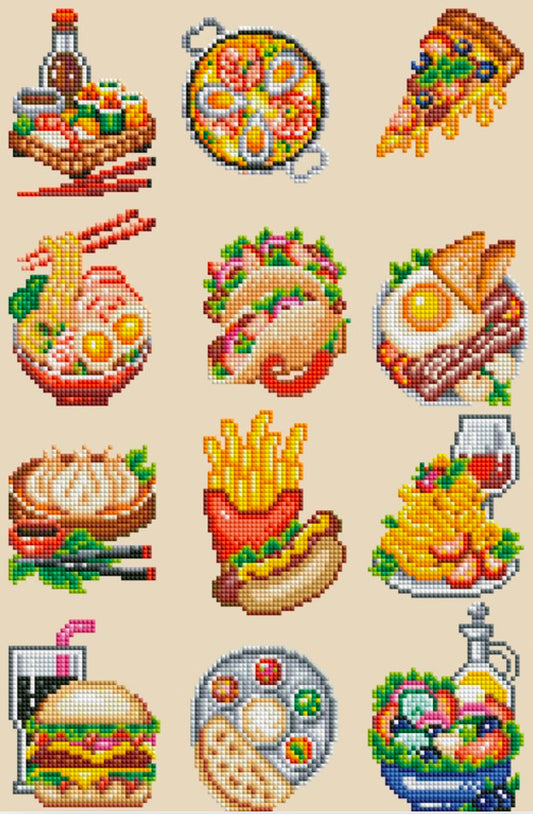 SW-MINI-09 Foodie 12 pcs Diamond Painting Minnies