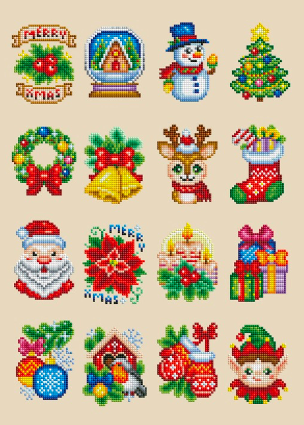 SW-MINI-10 Xmas 16 pcs Diamond Painting Minnies